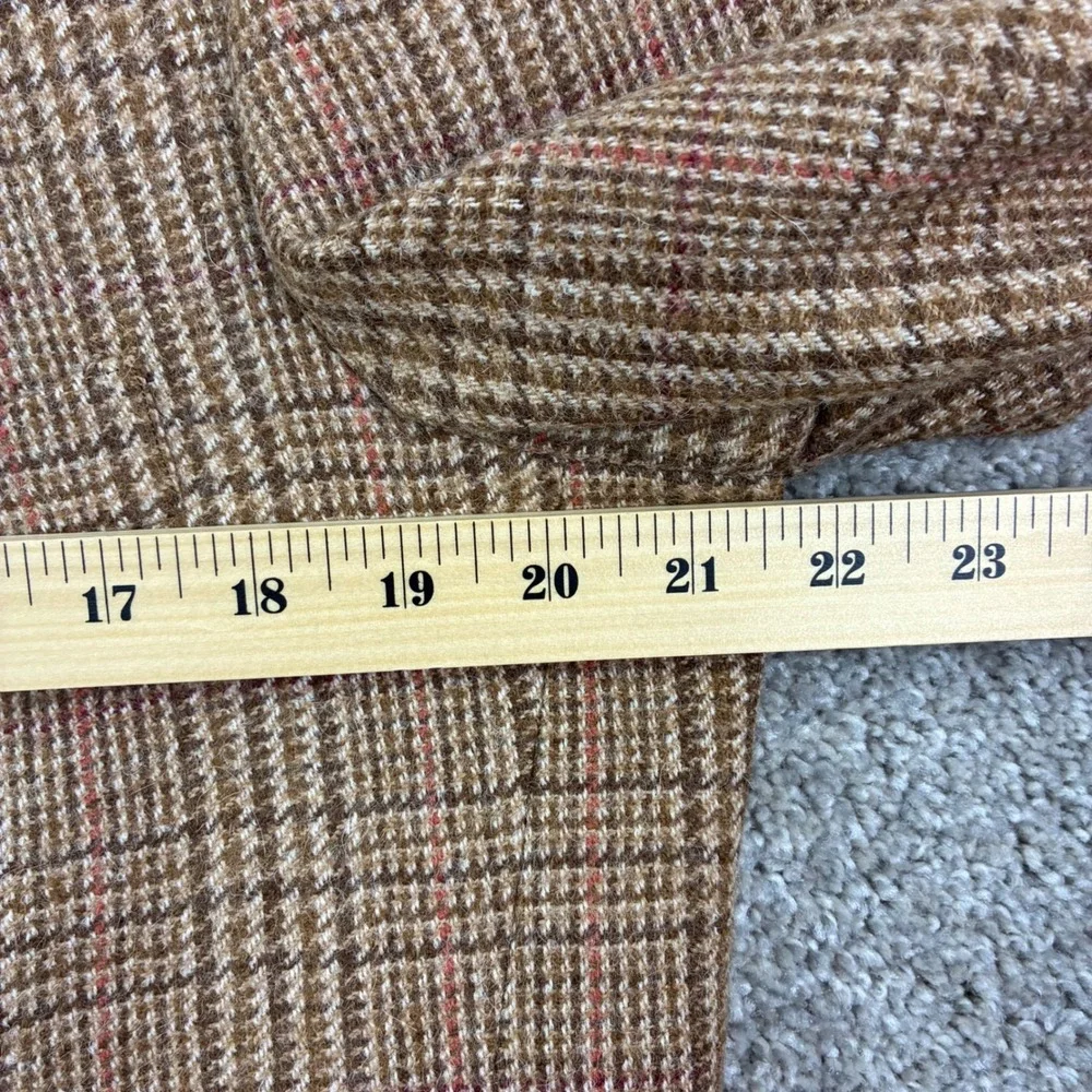 VintGlen Check Plaid Wool Blazer Brown Ivy League Academia Professor Preppy 42L